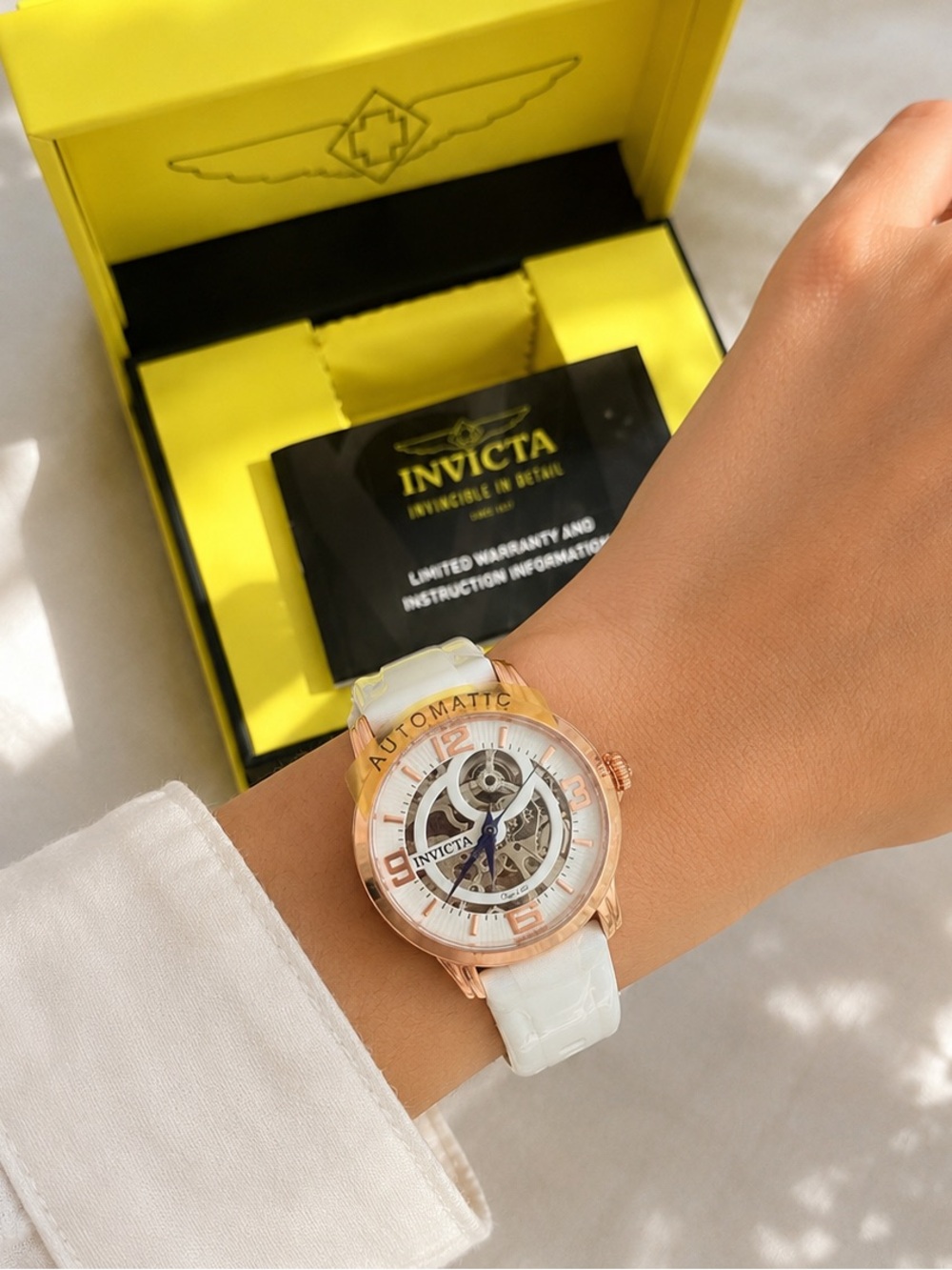 NWT Invicta Automatic Skeleton Watch White & Rose Gold Women’s Watch